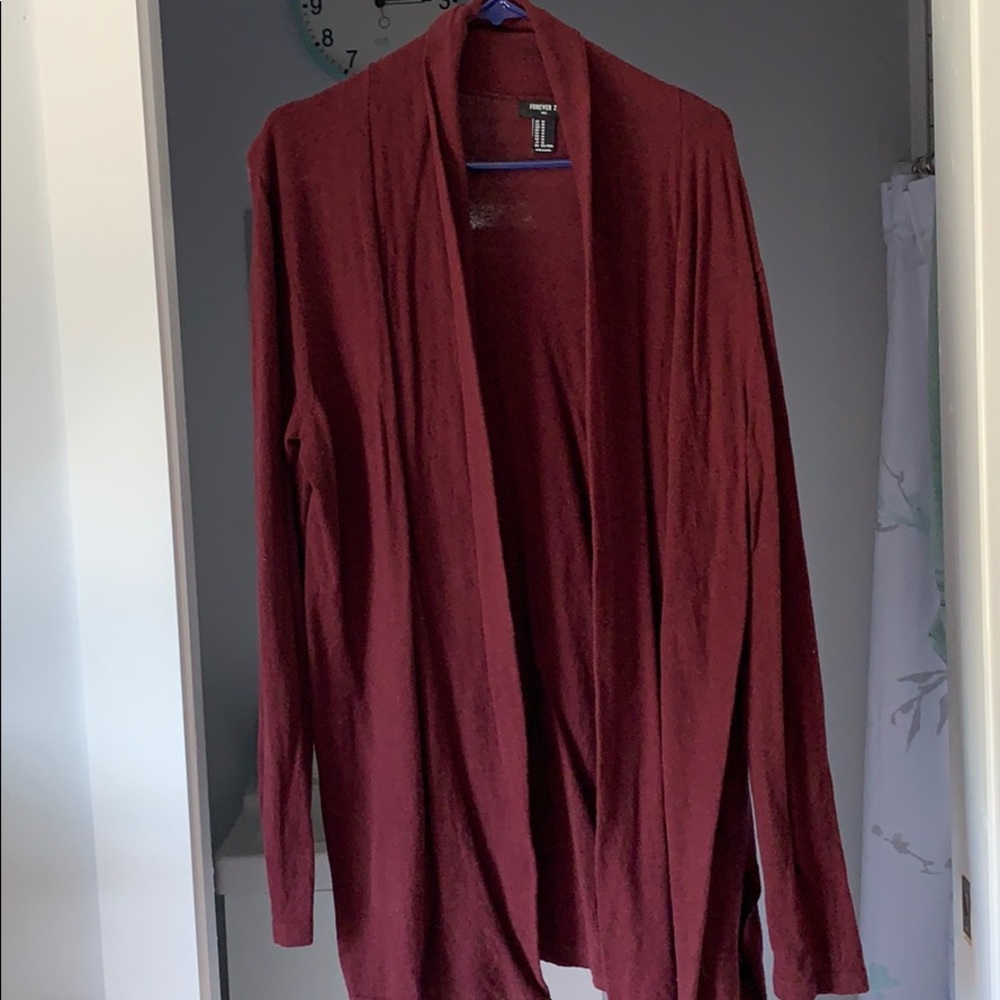 Men/women’s burgundy cardigan